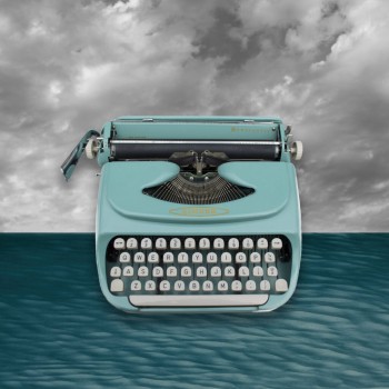 Blue Typewriter on Horizon